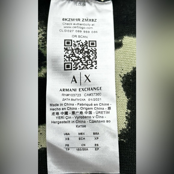 Armani Exchange  CAMOUFLAGE ORGANIC COTTON SWEATER - Picture 8 of 8